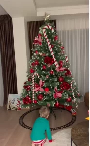 Imagini de sărbătoare din casa lui Dani Oțil: Brad împodobit cu Gabriela Prisăcariu și fiul lor, Tiago, costumat în spiriduș