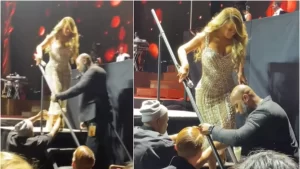 Mariah Carey, surprinsă deplasându-se cu dificultate pe scări. Motivul anulării concertelor sale de Crăciun